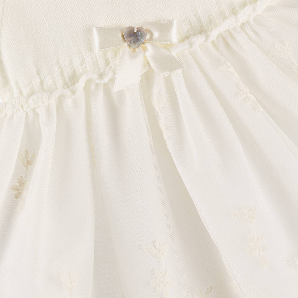 Artesanía Granlei-Ivory Knit Top & Lace Ceremony Gown & Bonnet | Childrensalon Outlet