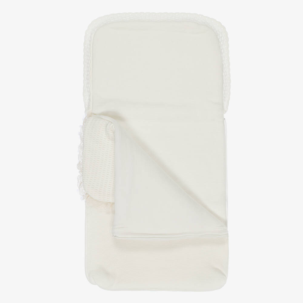 Artesanía Granlei-Ivory Knitted Baby Nest with Lace Trim (70cm) | Childrensalon Outlet