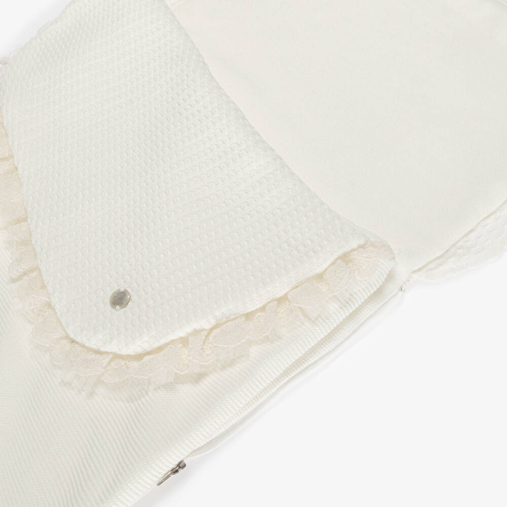 Artesanía Granlei-Ivory Knitted Baby Nest with Lace Trim (70cm) | Childrensalon Outlet