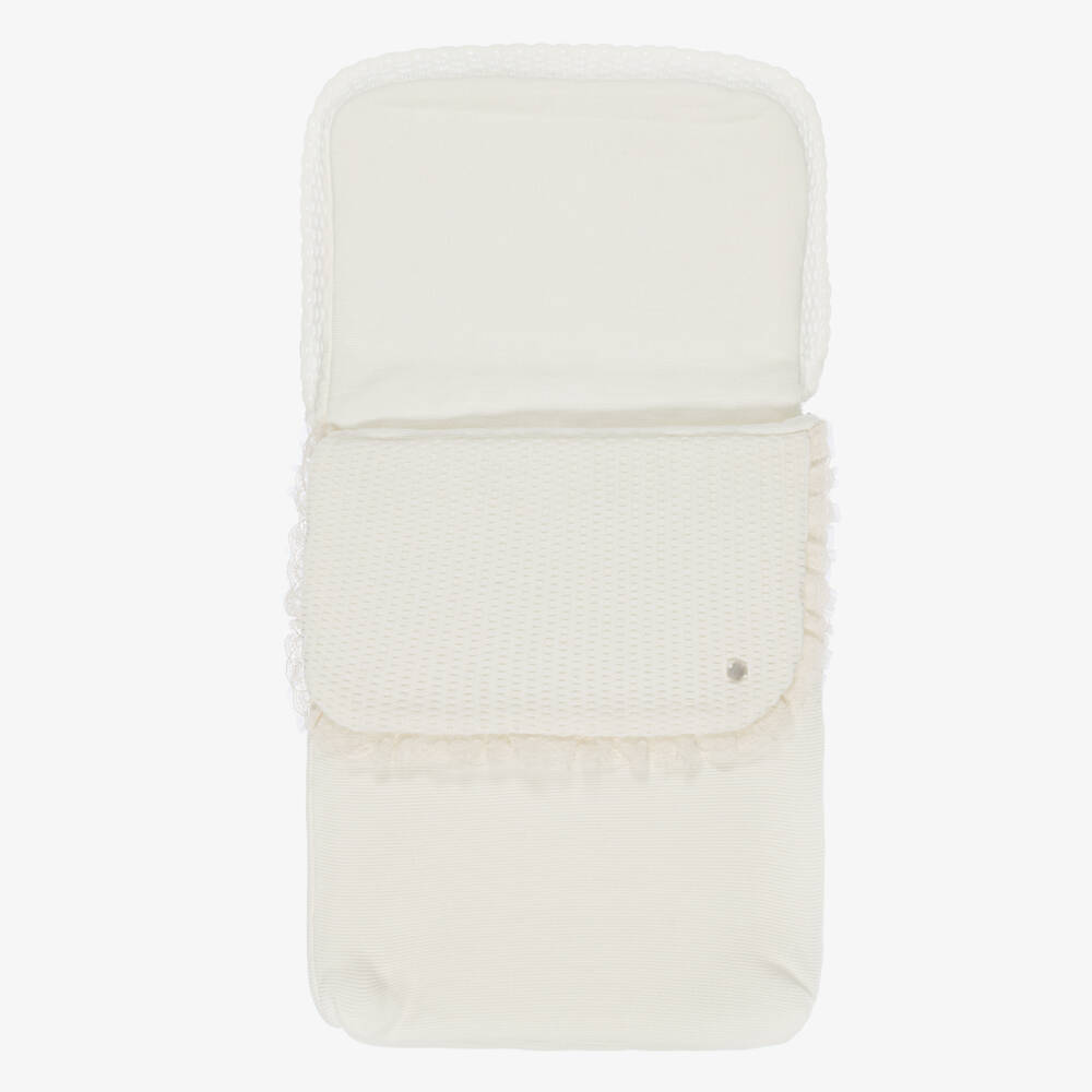 Artesanía Granlei-Ivory Knitted Baby Nest with Lace Trim (70cm) | Childrensalon Outlet