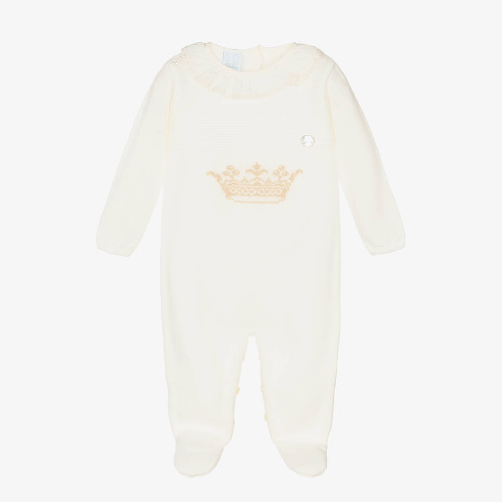 Artesanía Granlei - Ivory Knitted Babygrow | Childrensalon