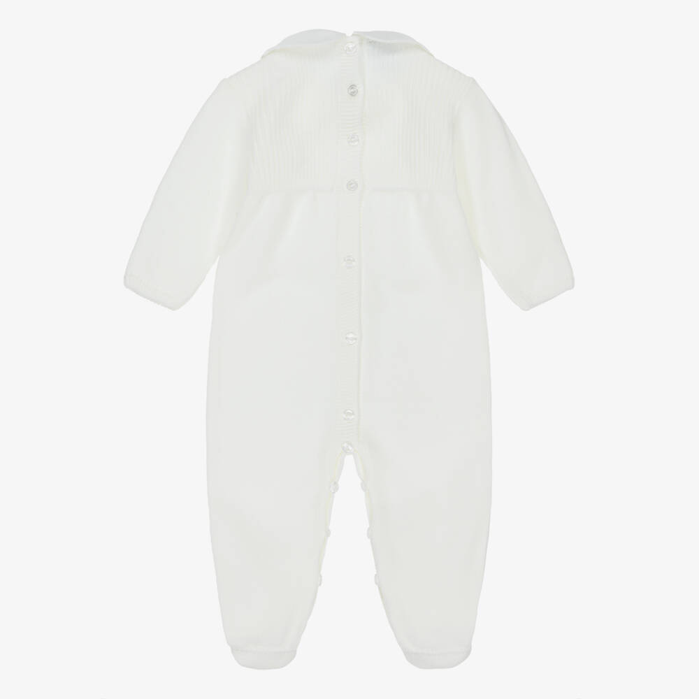 Artesanía Granlei-Ivory Knitted Babygrow with Collar | Childrensalon Outlet