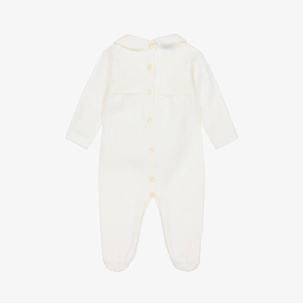 Artesanía Granlei-Ivory Knitted Pom-Pom Babygrow | Childrensalon Outlet