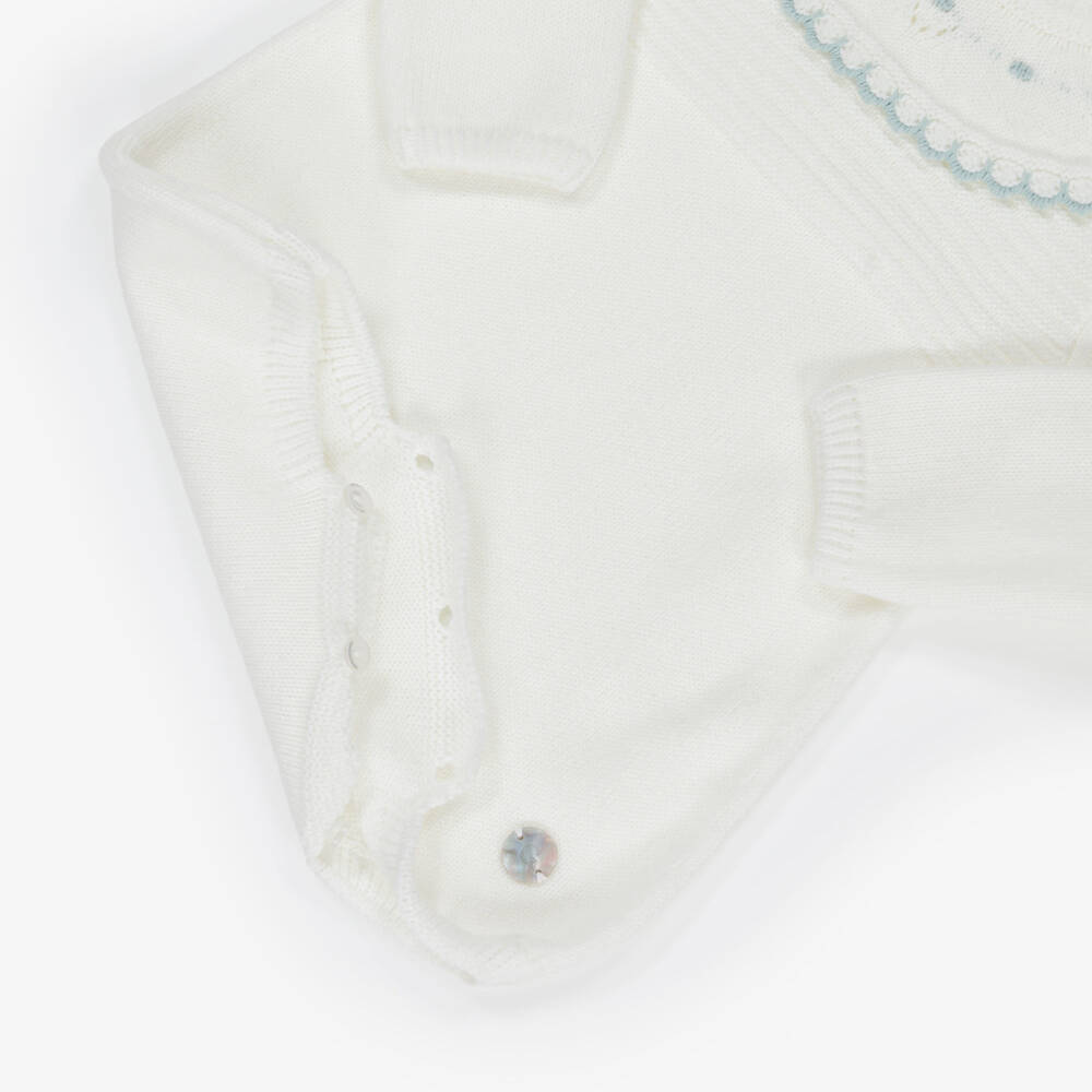 Artesanía Granlei-Ivory Knitted Shortie with Collar | Childrensalon Outlet