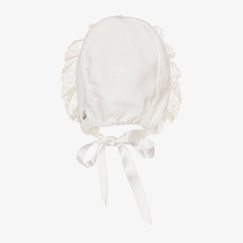 Artesanía Granlei-Ivory Lace Baby Bonnet | Childrensalon Outlet