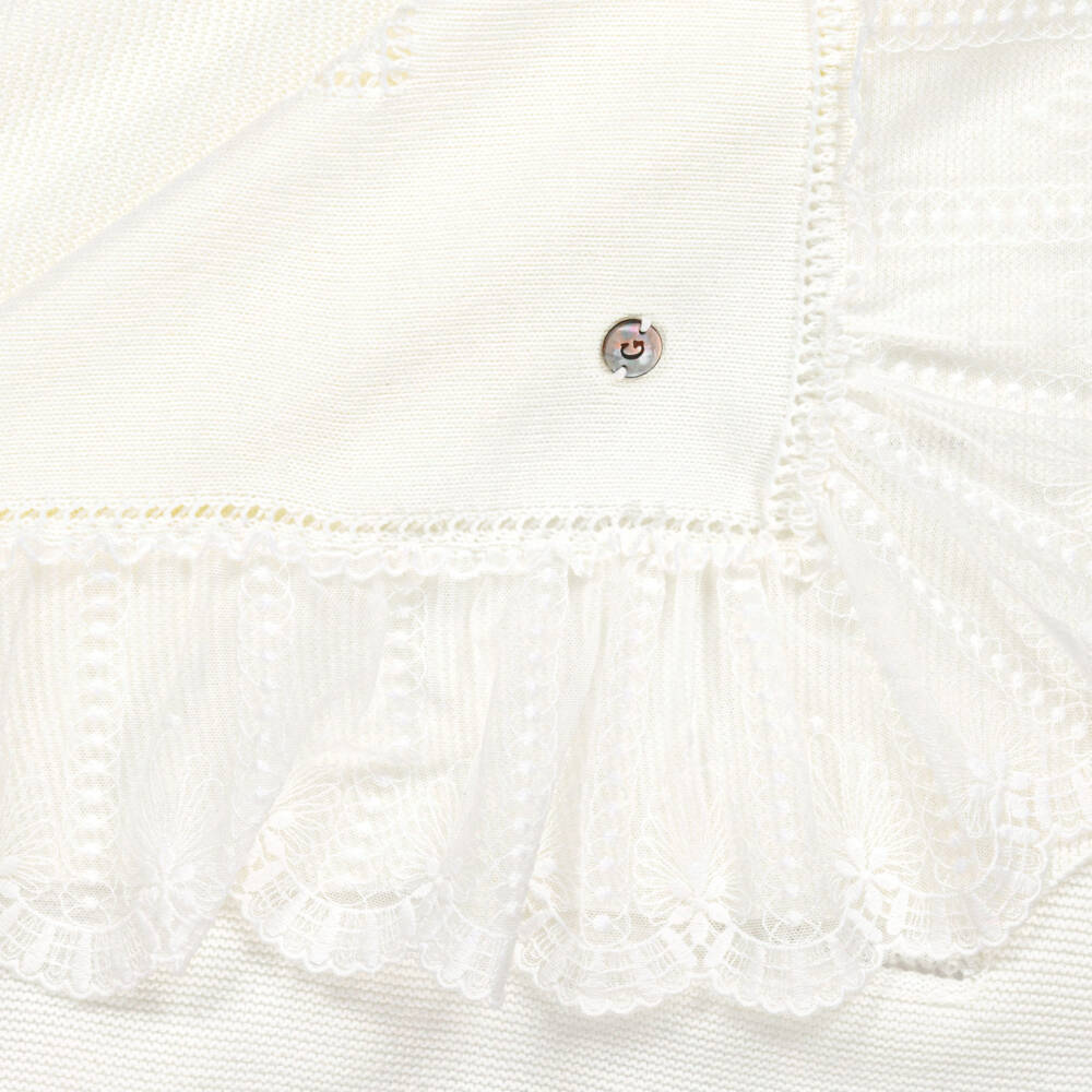 Artesanía Granlei-Ivory Lace Trim Blanket (105cm) | Childrensalon Outlet