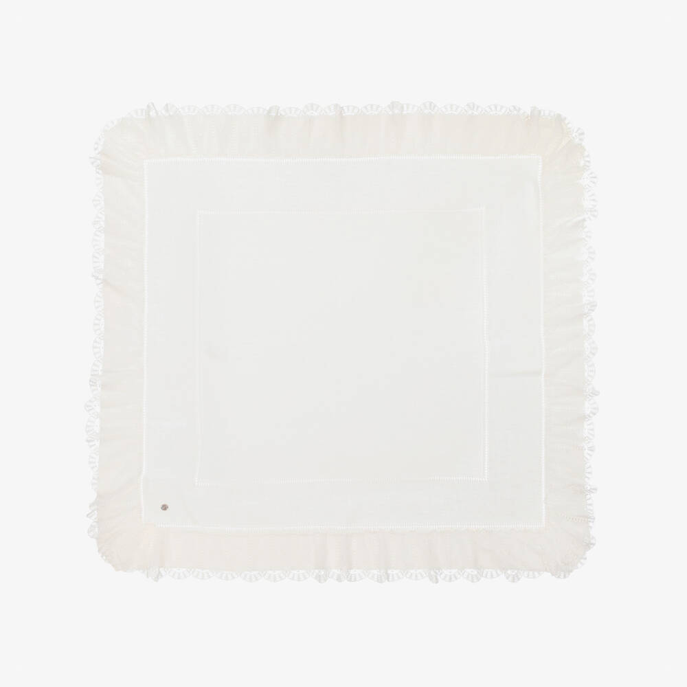Artesanía Granlei-Ivory Lace Trim Blanket (105cm) | Childrensalon Outlet