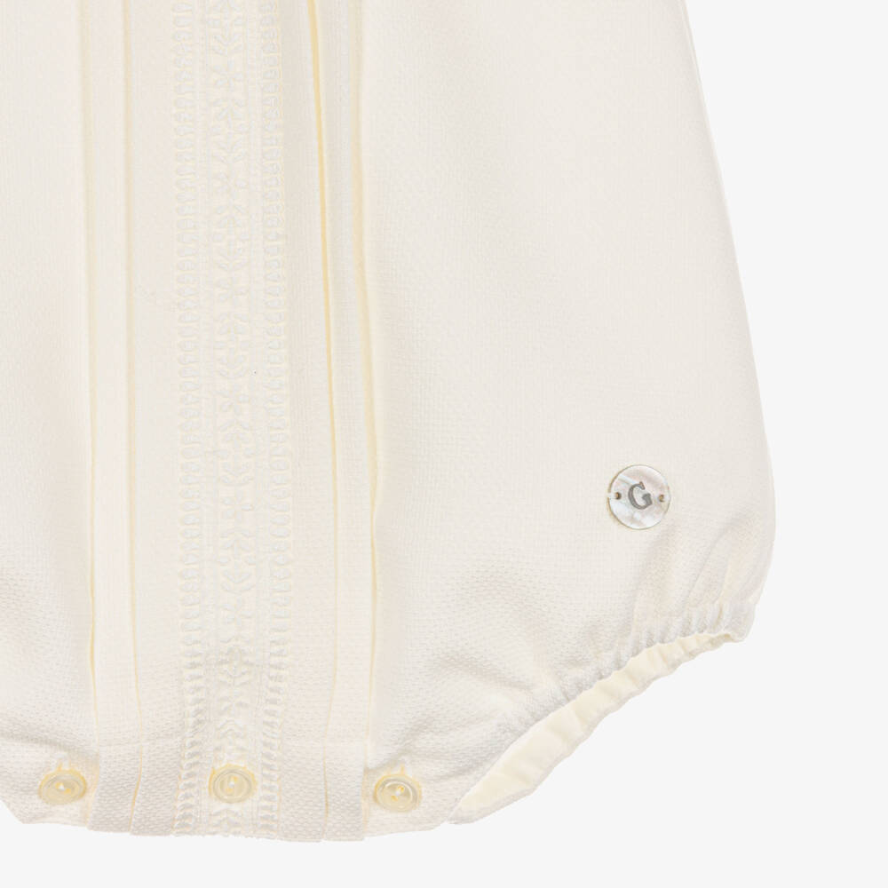 Artesanía Granlei-Ivory Lace Trimmed Babysuit Set with Bonnet | Childrensalon Outlet
