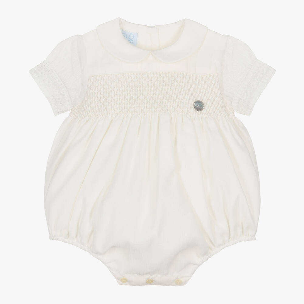 Artesanía Granlei-Ivory Organza Smocked Baby Shortie | Childrensalon Outlet
