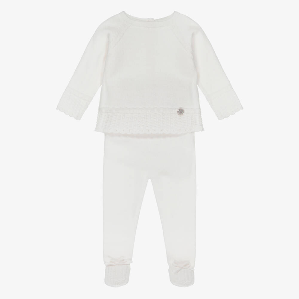 Artesanía Granlei-Ivory Patterned Knit 2 Piece Babygrow | Childrensalon Outlet