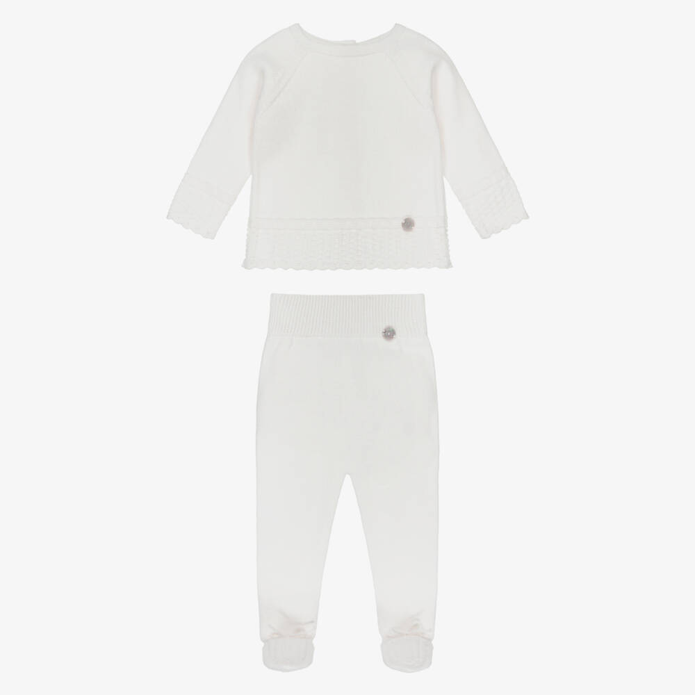 Artesanía Granlei-Ivory Patterned Knit 2 Piece Babygrow | Childrensalon Outlet
