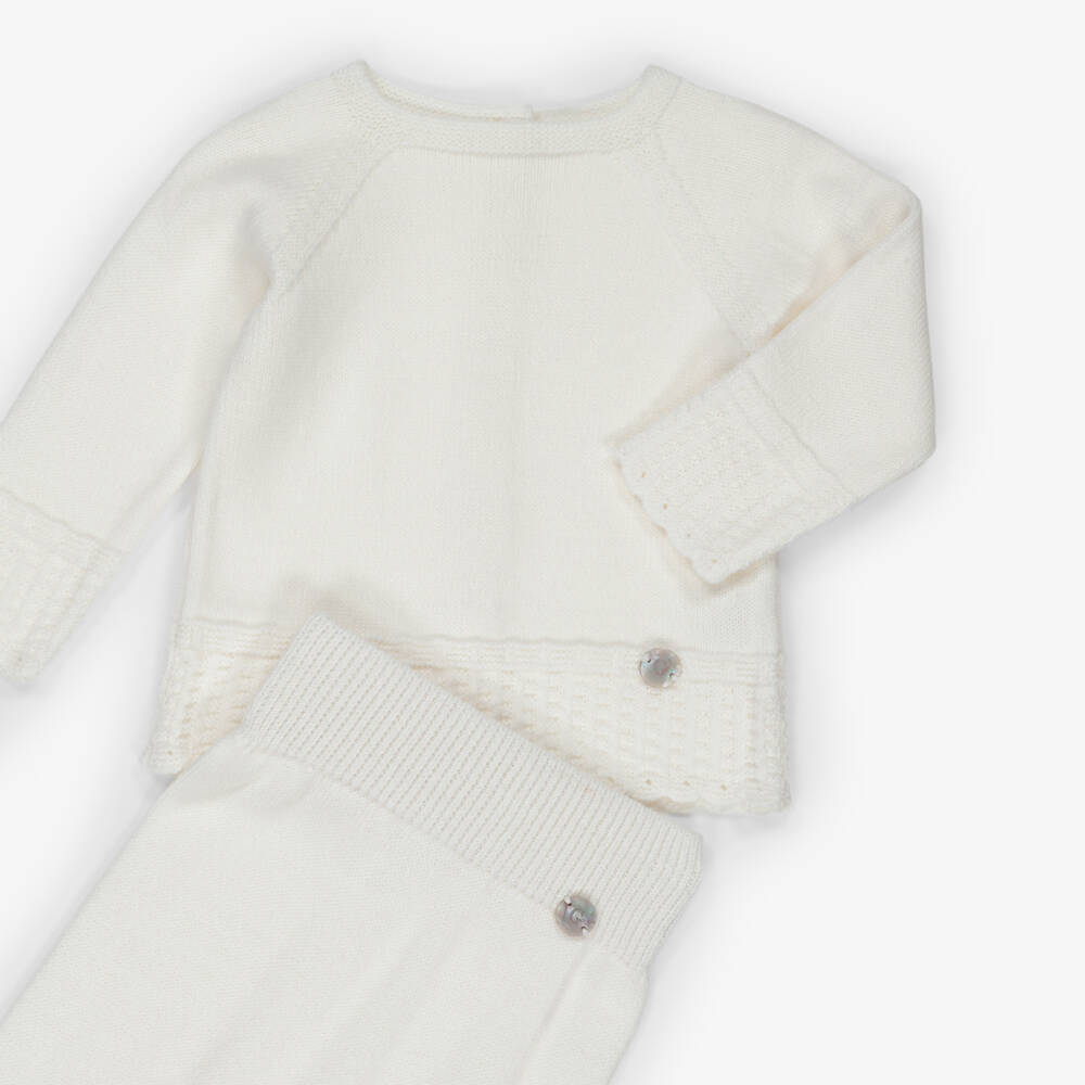 Artesanía Granlei-Ivory Patterned Knit 2 Piece Babygrow | Childrensalon Outlet