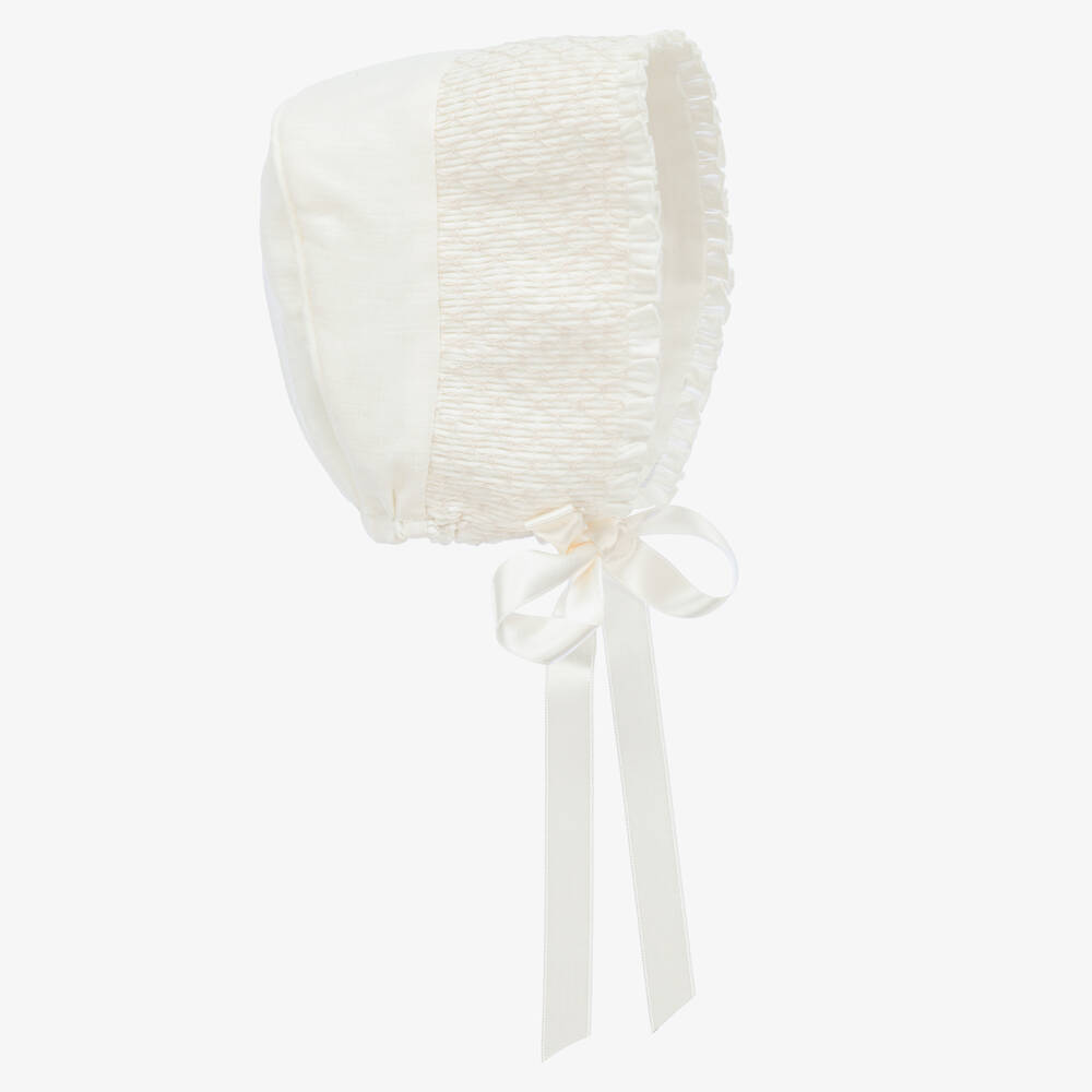 Artesanía Granlei-Ivory Smocked Baby Bonnet | Childrensalon Outlet