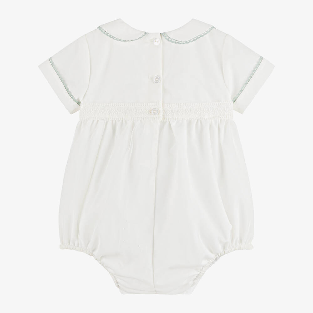 Artesanía Granlei-Ivory Tulle Shortie with Pastel Green Embroidered Trim | Childrensalon Outlet