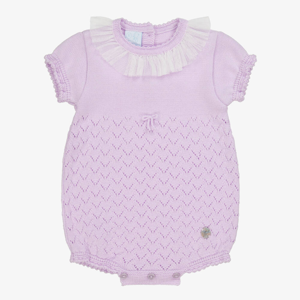 Artesanía Granlei-Lavender Knit Cotton Romper | Childrensalon Outlet