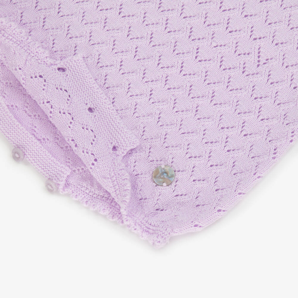Artesanía Granlei-Lavender Knit Cotton Romper | Childrensalon Outlet