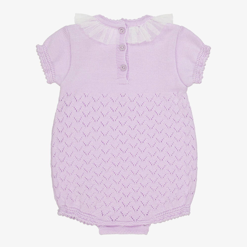 Artesanía Granlei-Lavender Knit Cotton Romper | Childrensalon Outlet