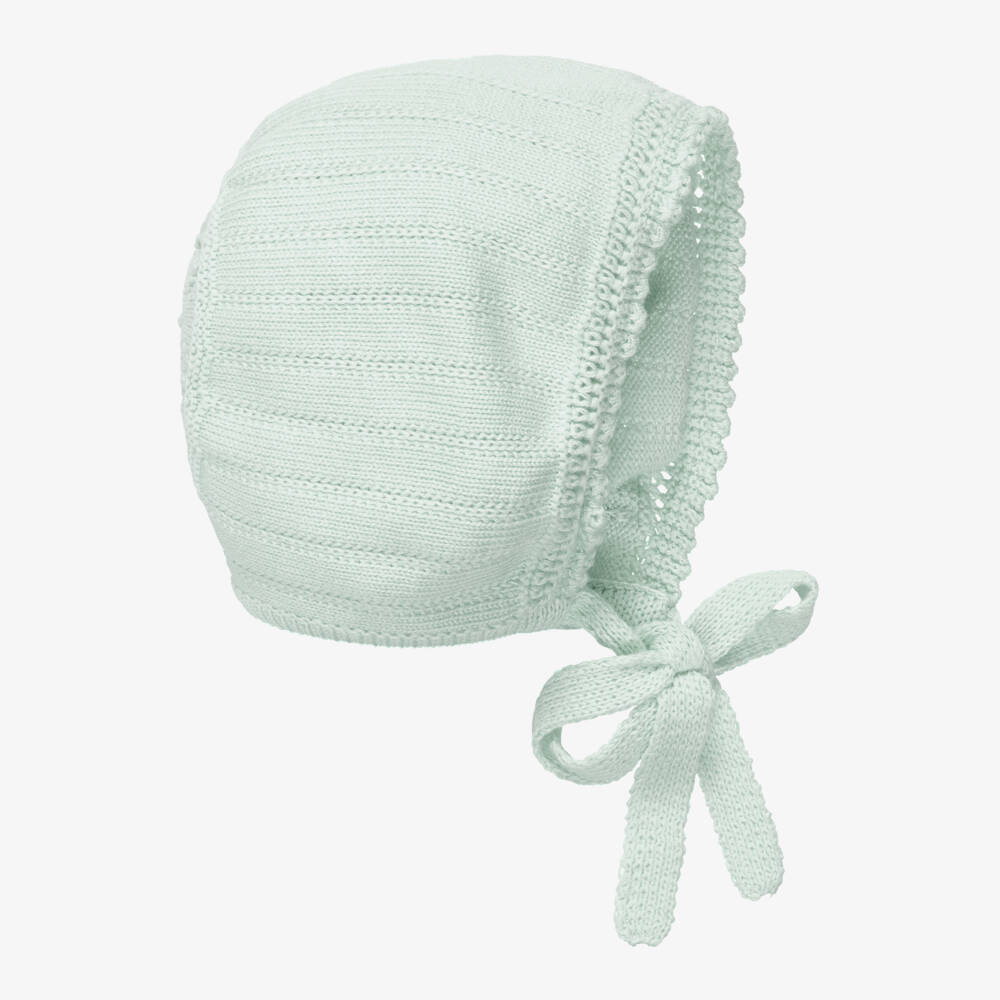 Artesanía Granlei-Light Green Knitted Baby Bonnet | Childrensalon Outlet