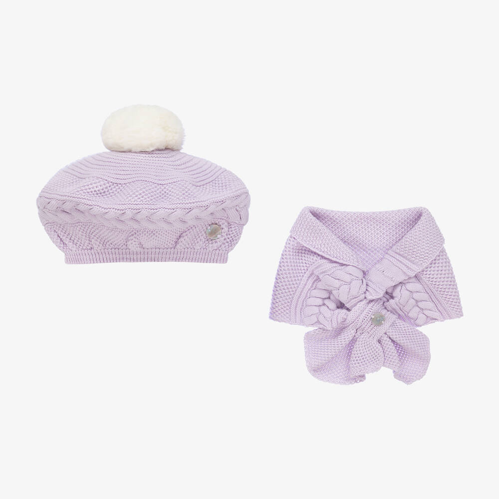 Artesanía Granlei - Lilac Purple Hat & Scarf Set | Childrensalon