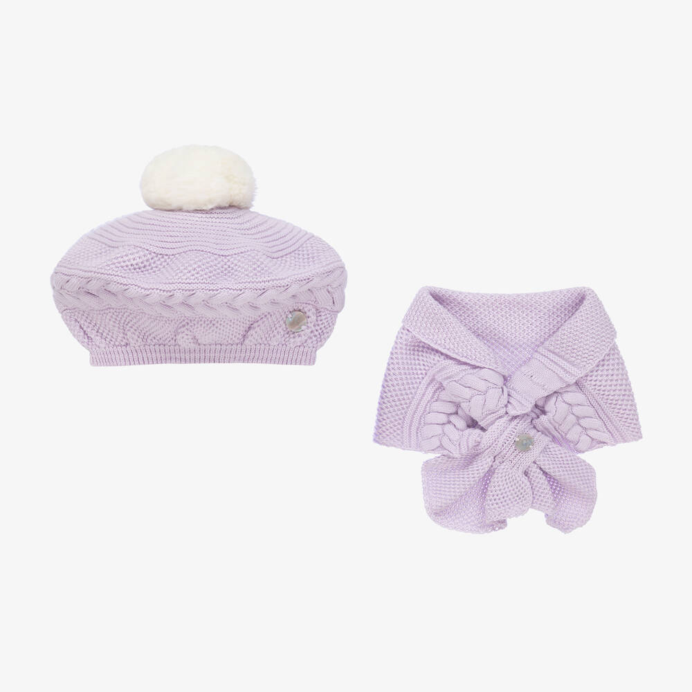 Artesanía Granlei - Ensemble bonnet et écharpe lilas | Childrensalon