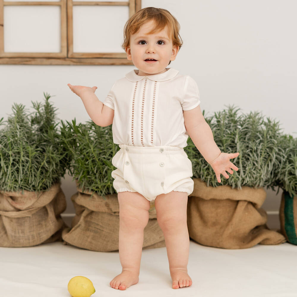 Artesanía Granlei-Little Gents Ivory Buster Ensemble | Childrensalon Outlet