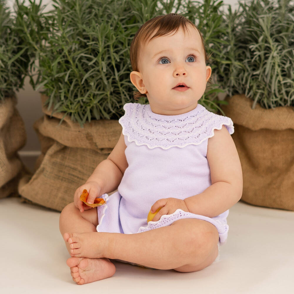 Artesanía Granlei-Little Ladies Lilac Knit Dress | Childrensalon Outlet