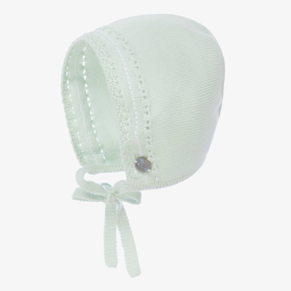 Artesanía Granlei-Mint Green Knitted Baby Bonnet | Childrensalon Outlet