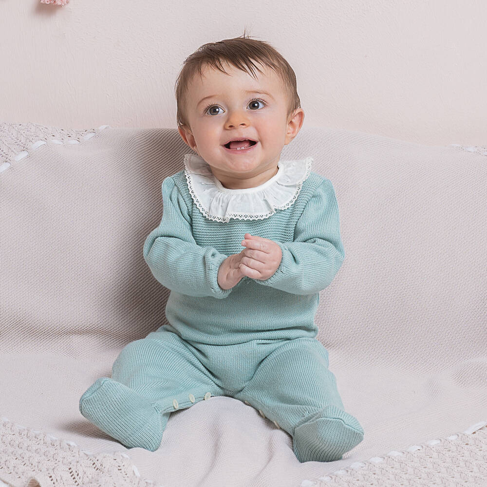 Artesan a Granlei Mint Green Knitted Babygrow Childrensalon Outlet