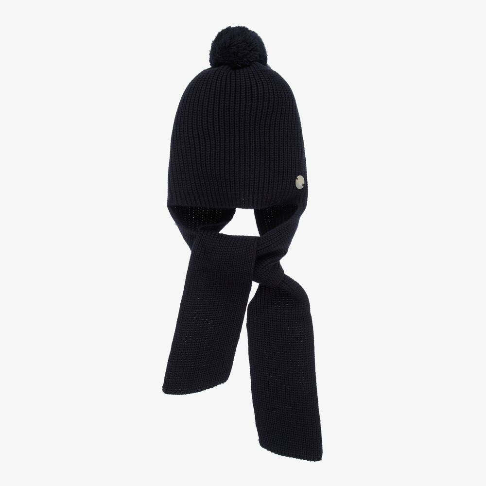 Artesanía Granlei - Navy Blue Hat & Attached Scarf | Childrensalon