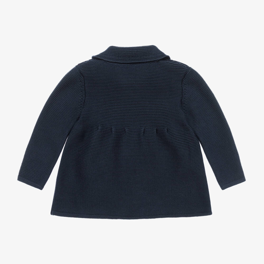 Artesanía Granlei-Navy Blue Knitted Baby Cardigan | Childrensalon Outlet