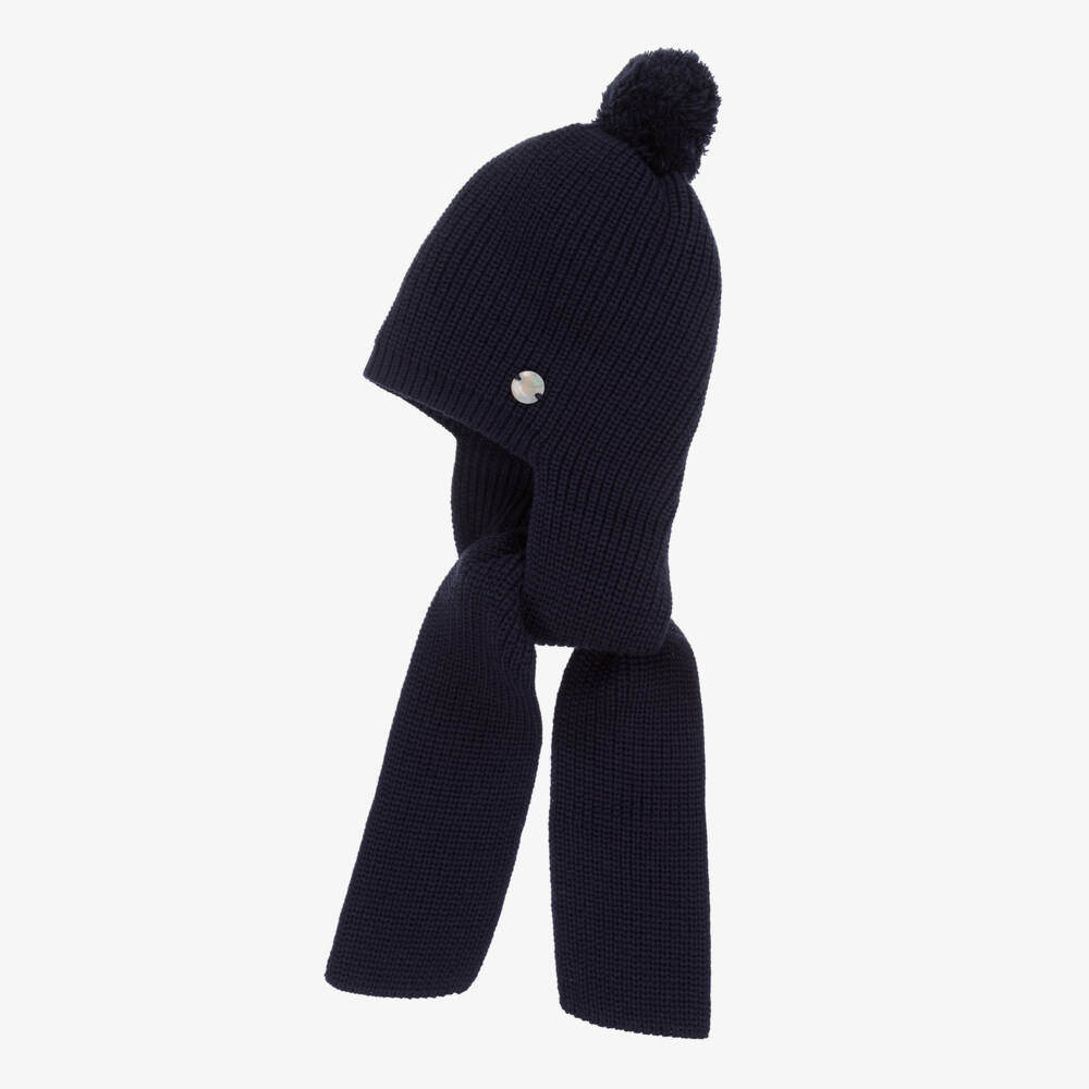 Artesanía Granlei-Navy Blue Knitted Baby Hat Scarf | Childrensalon Outlet