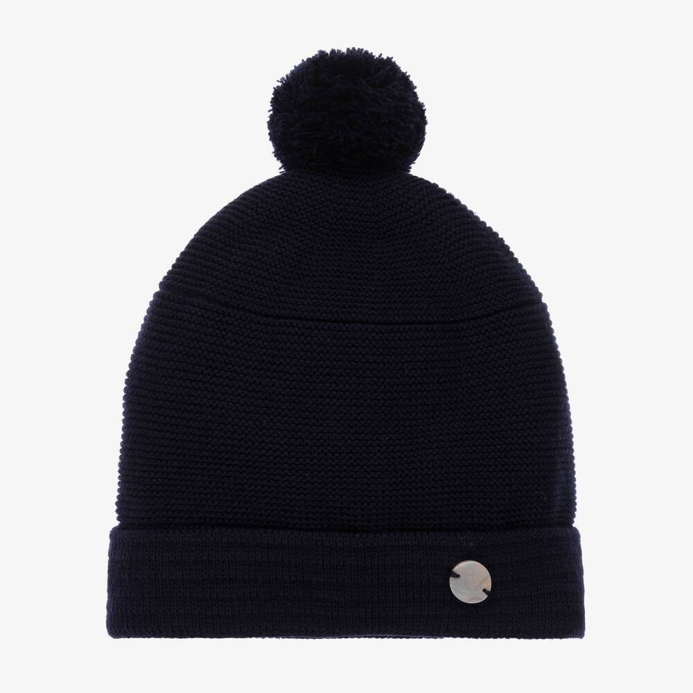 Artesanía Granlei - Navy Blue Knitted Pom-Pom Hat | Childrensalon