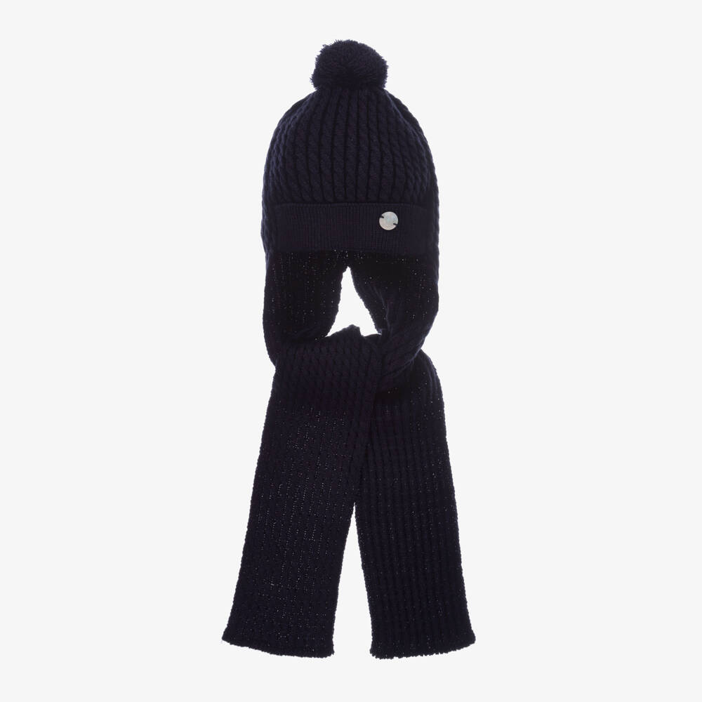 Artesanía Granlei-Navy Blue Knitted Pom-Pom Hat | Childrensalon Outlet