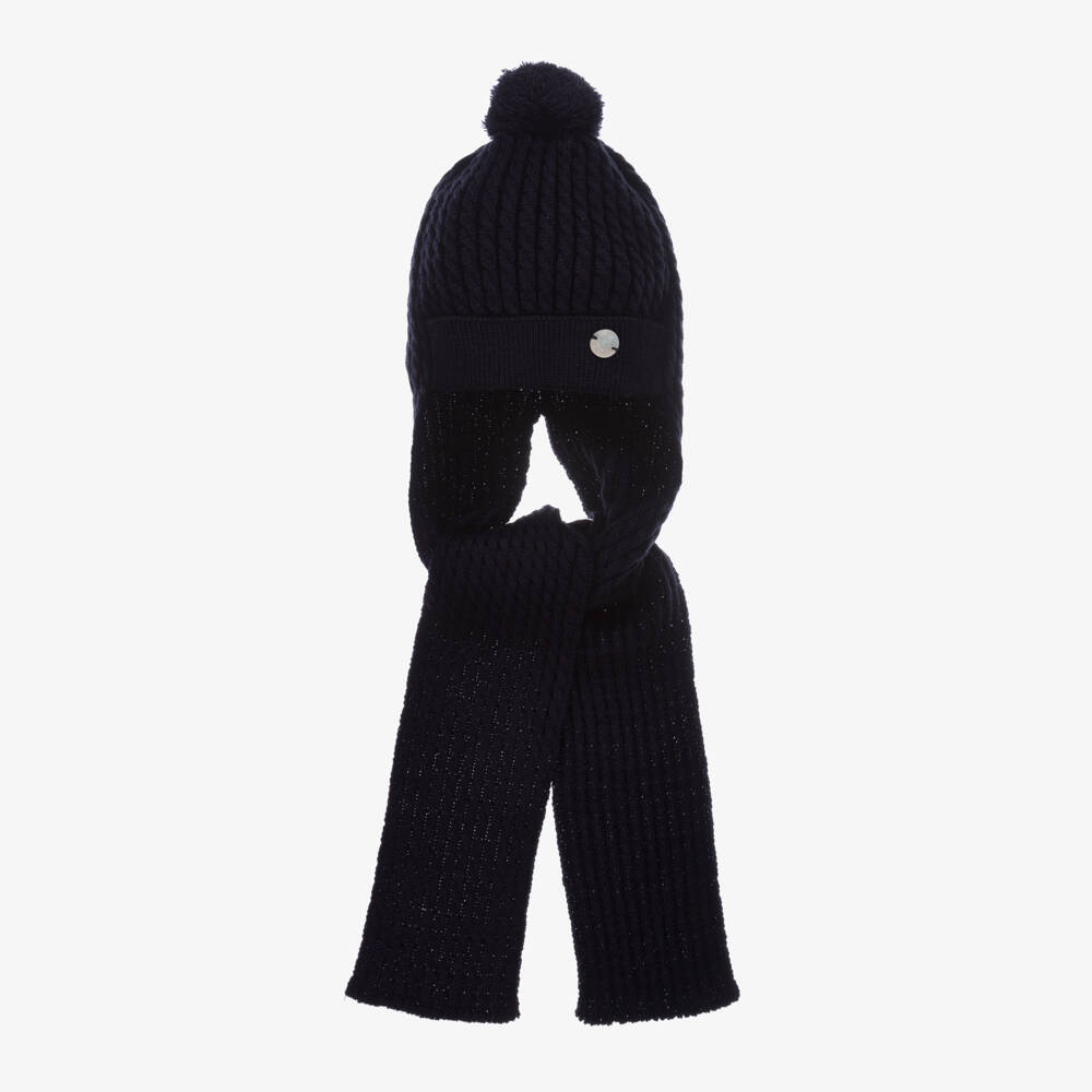 Artesanía Granlei-Navy Blue Knitted Pom-Pom Hat | Childrensalon Outlet