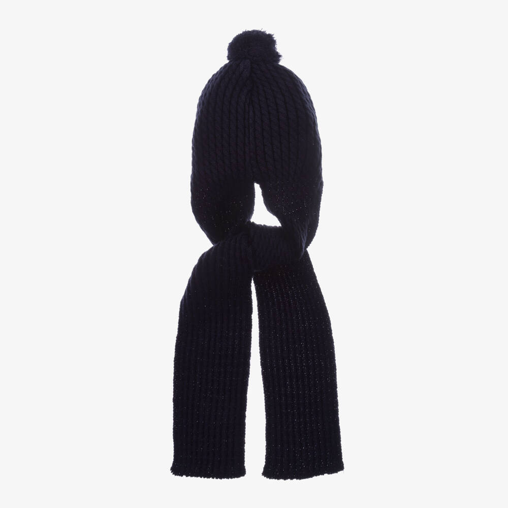 Artesanía Granlei-Navy Blue Knitted Pom-Pom Hat | Childrensalon Outlet