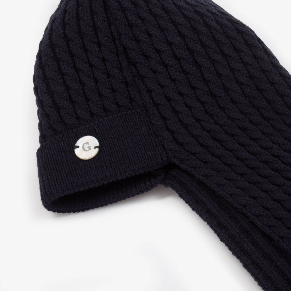 Artesanía Granlei-Navy Blue Knitted Pom-Pom Hat | Childrensalon Outlet