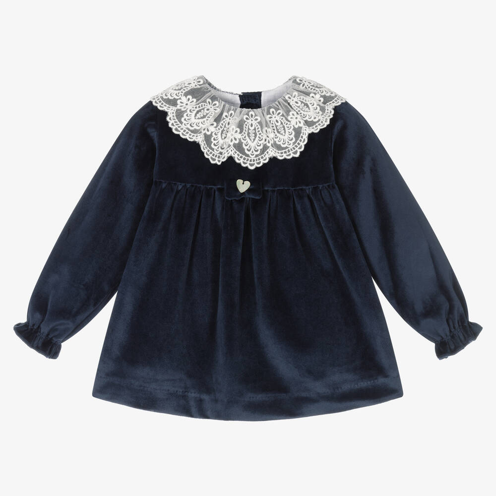 Artesanía Granlei - Navyblaues Babykleid aus Samt | Childrensalon