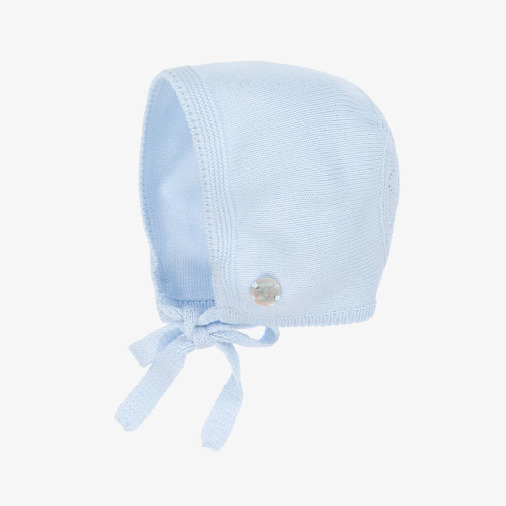 Artesanía Granlei-Pale Blue Baby Knit Bonnet | Childrensalon Outlet
