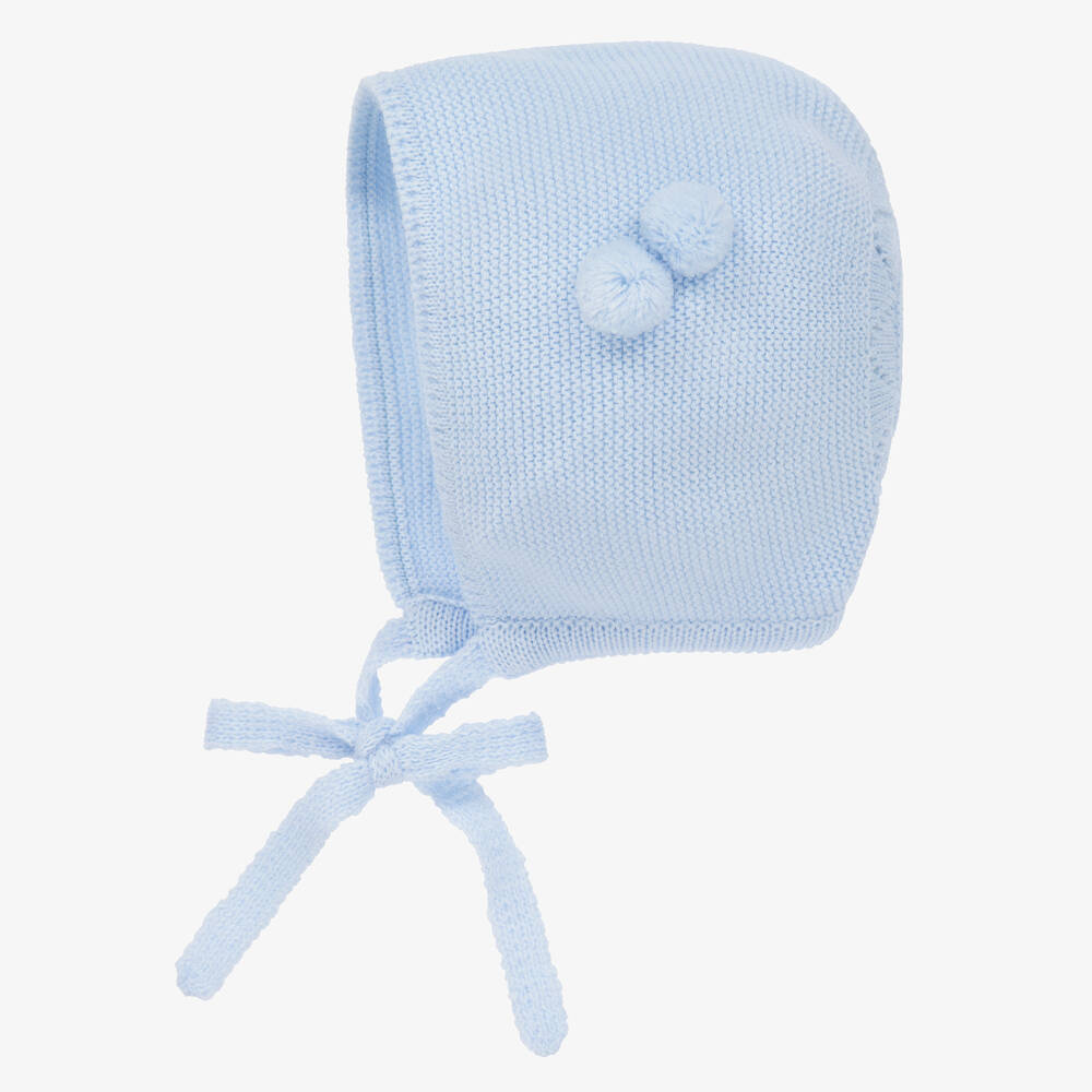 Artesanía Granlei - Pale Blue Knitted Baby Bonnet | Childrensalon