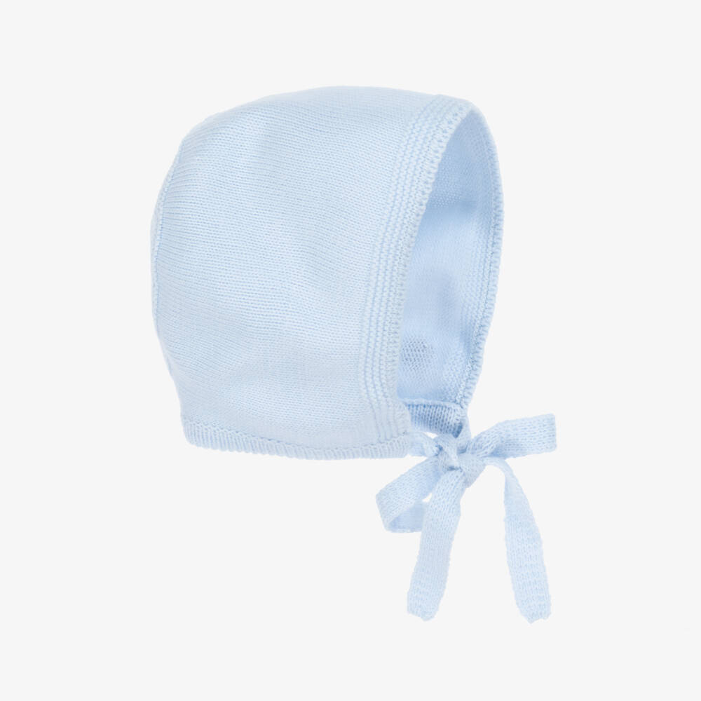 Artesanía Granlei-Pale Blue Knitted Baby Bonnet | Childrensalon Outlet