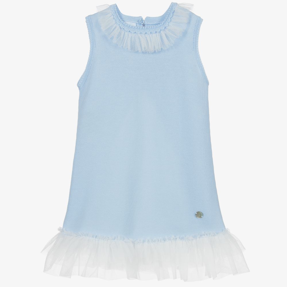 Artesanía Granlei - Robe bleu clair en maille | Childrensalon