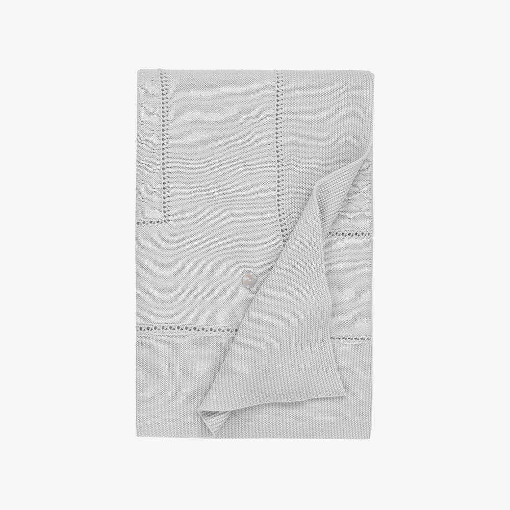 Artesanía Granlei-Pale Grey Knitted Blanket (108cm) | Childrensalon Outlet