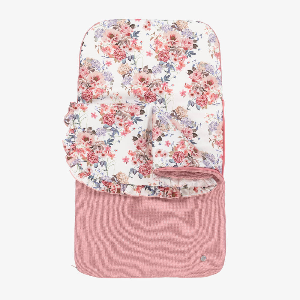 Artesanía Granlei-Розовый трикотажный конверт с цветами (73см) | Childrensalon Outlet