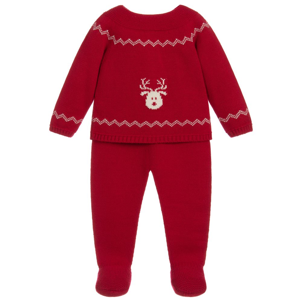 Artesanía Granlei - Red 2 Piece Knitted Babysuit | Childrensalon