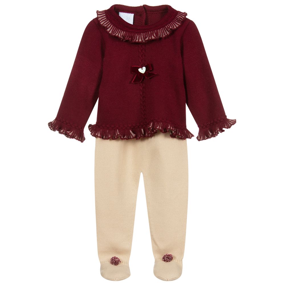 Artesanía Granlei - Red & Beige 2 Piece Babysuit | Childrensalon