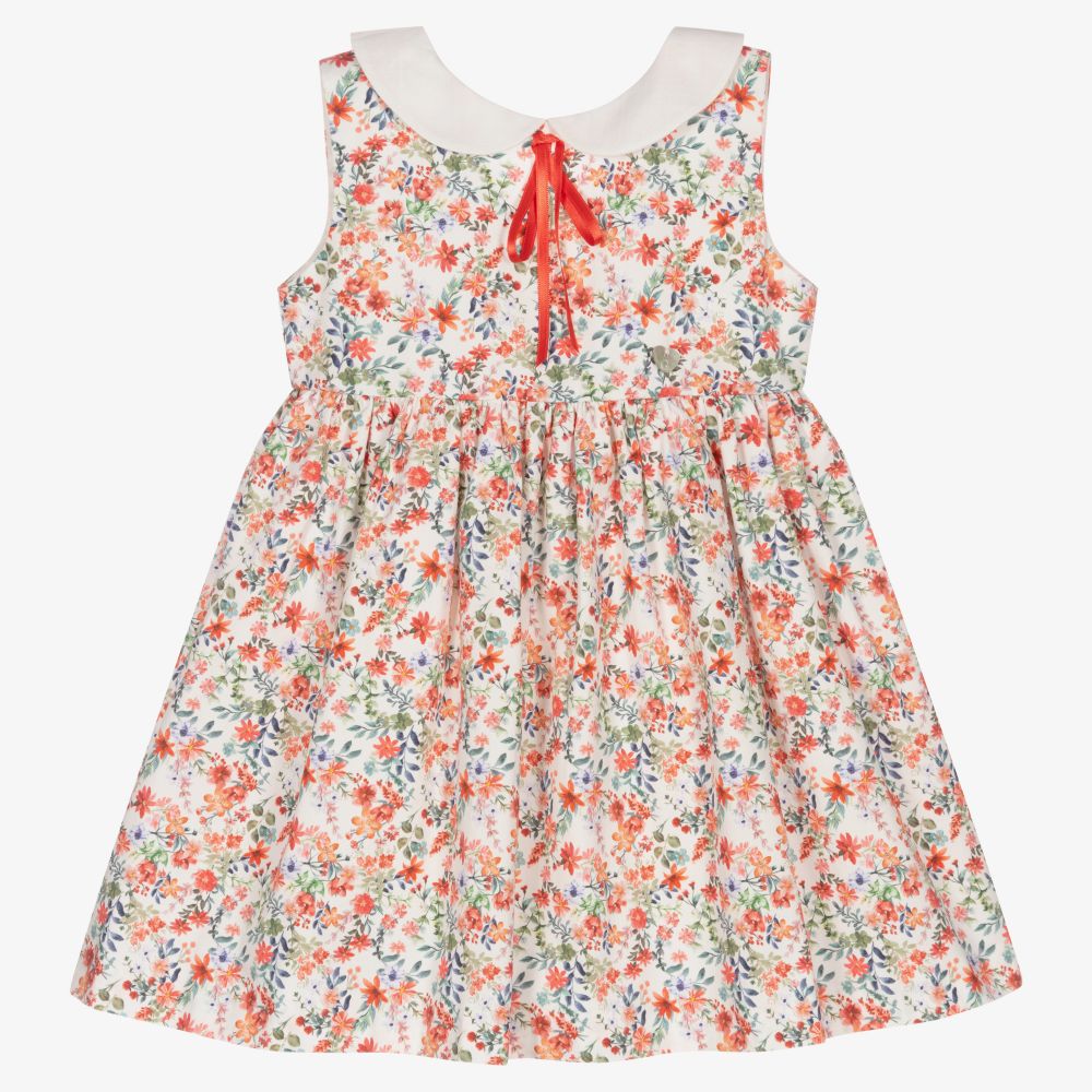 Artesanía Granlei - Robe rouge en coton à fleurs | Childrensalon