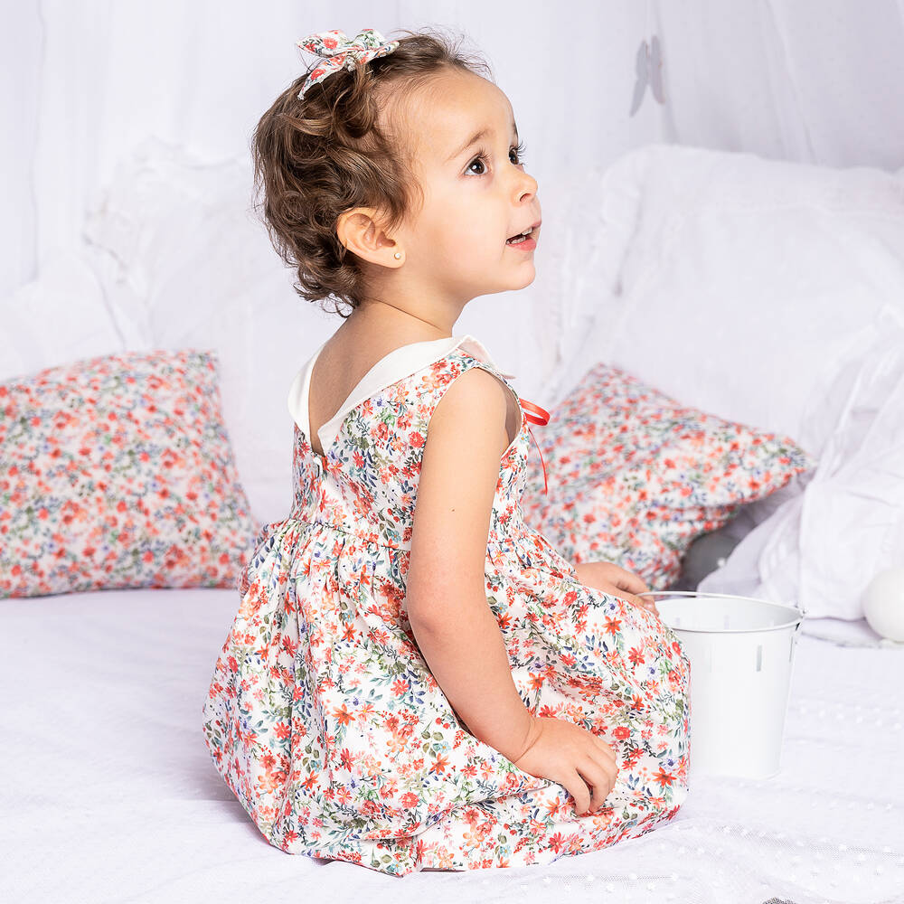 Artesanía Granlei-Красное хлопковое платье в цветочек | Childrensalon Outlet