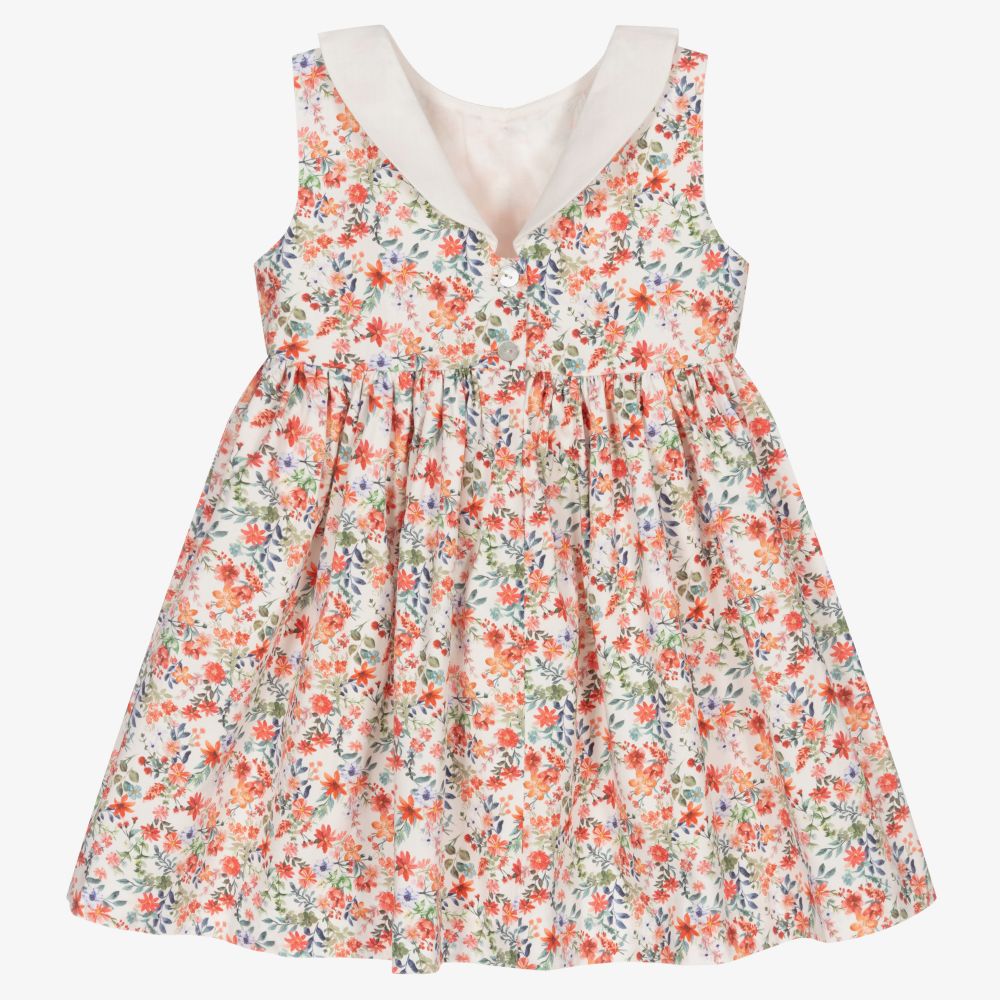 Artesanía Granlei-Красное хлопковое платье в цветочек | Childrensalon Outlet