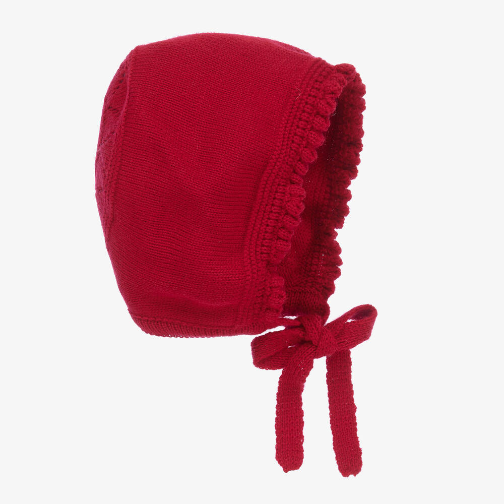 Artesanía Granlei - Red Knitted Baby Bonnet | Childrensalon