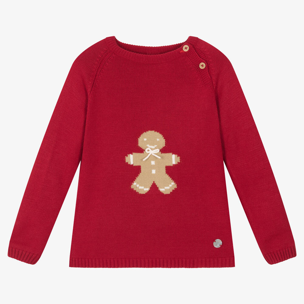 Artesanía Granlei - Roter Lebkuchenmann-Strickpullover | Childrensalon